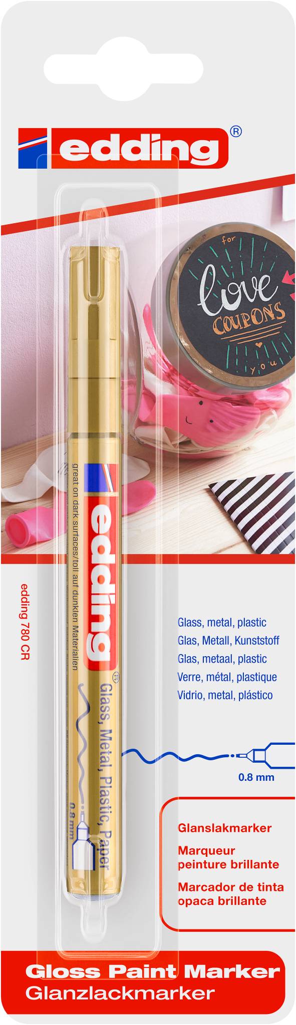 Viltstift edding 780 lakmarker rond 0.8mm goud blister à 1 stuk-0