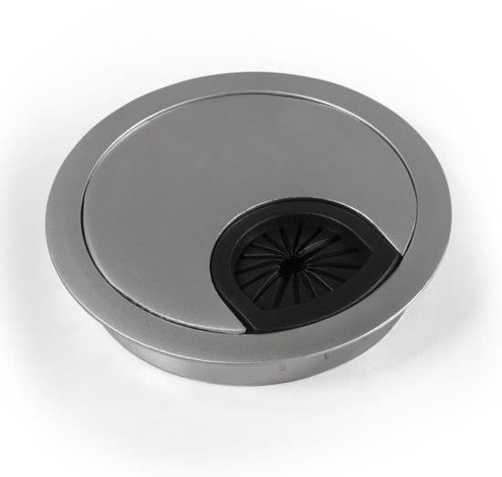 kabeldoorvoer bureau - Kabeldoorvoer McPower ''WB-02'' - Kabelgat gemaakt van kunststof - Zilver - Ø70mm-0