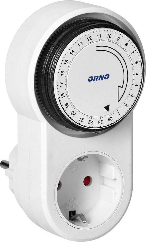 Tijdschakelaar voor binnen - 24 uur instelbaar - 230 V - Analoge timer schakelaar - Schakelklok 24 uur instelbaar - Wit-0