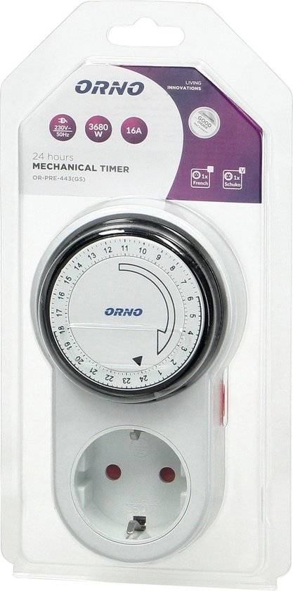 Tijdschakelaar voor binnen - 24 uur instelbaar - 230 V - Analoge timer schakelaar - Schakelklok 24 uur instelbaar - Wit-2