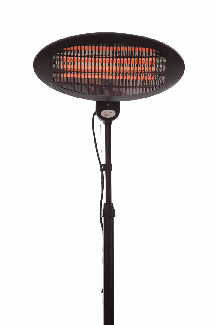 Sunred – Elektra - Quartz lijn - Zwart – Staand model - Terrasverwarmer – Quartz technologie - 2000W-2