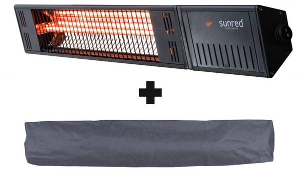 Sunred – COMBIDEAL - Heater & Hoes - Fortuna - Ultra lijn - Zwart - Wand model - Terrasverwarmer –