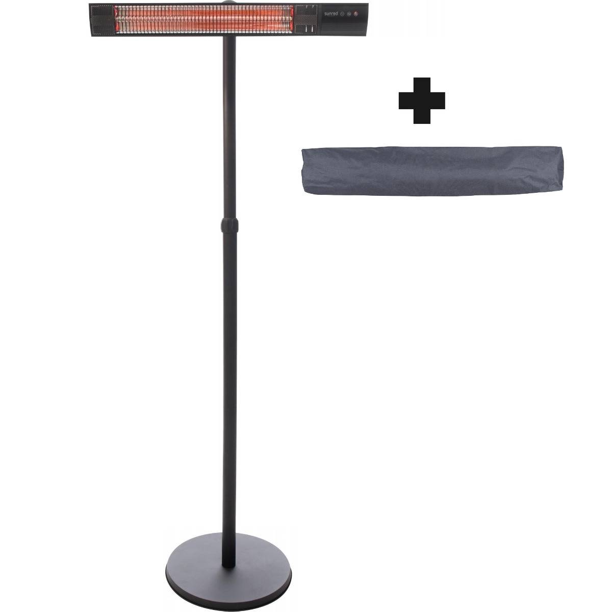 Sunred - COMBIDEAL - Heater & Hoes - Dark lijn - Zwart - Staand model - Terrasverwarmer – Carbon-0