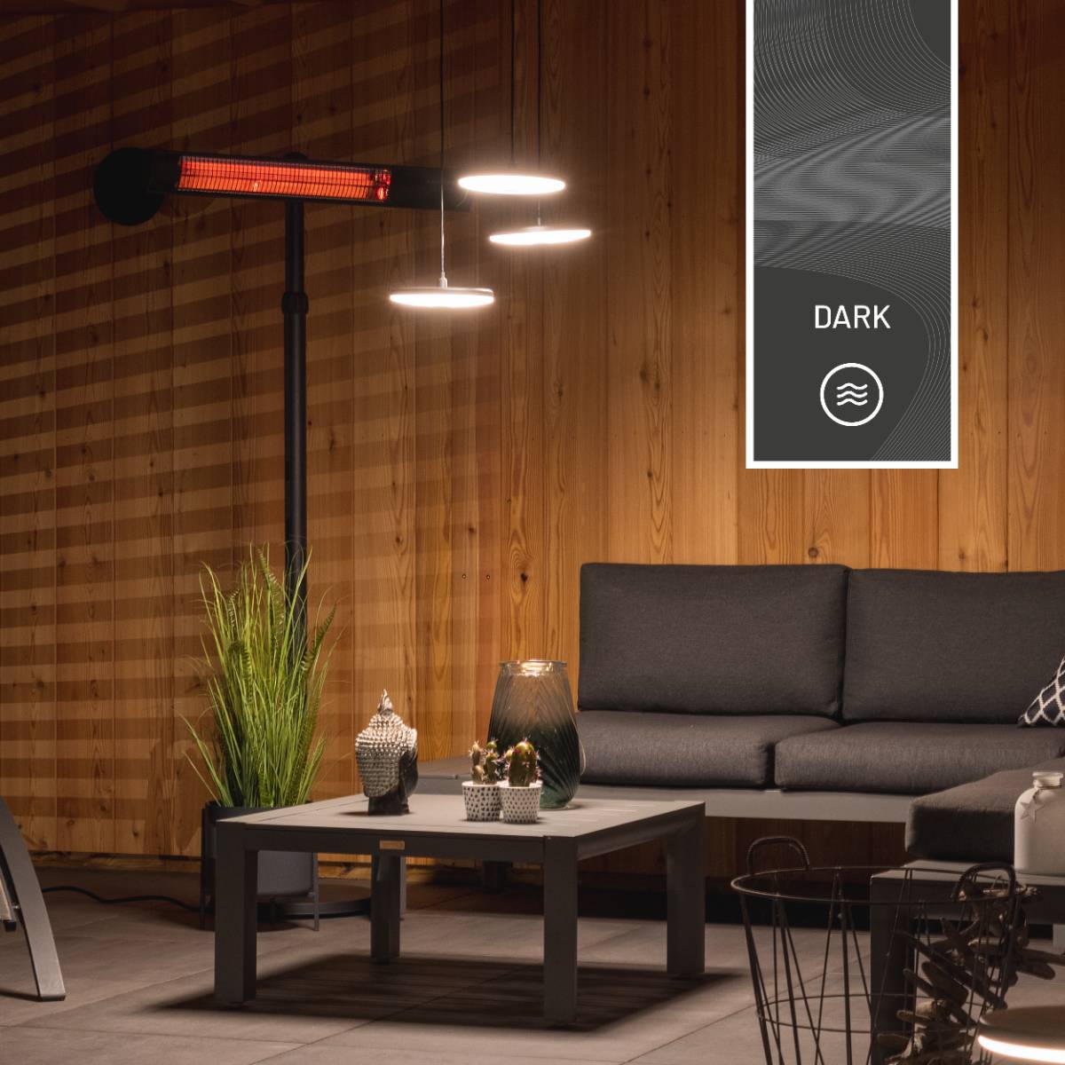 Sunred - COMBIDEAL - Heater & Hoes - Dark lijn - Zwart - Staand model - Terrasverwarmer – Carbon-4
