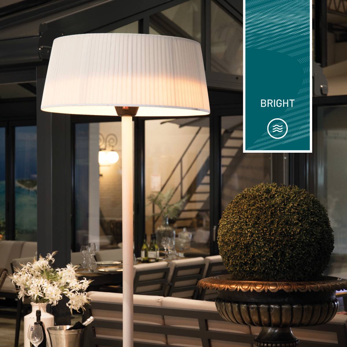 Sunred – COMBIDEAL - Heater & Hoes - Artix - Bright lijn - Wit - Staand model - Terrasverwarmer --4