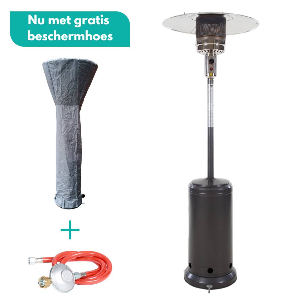 Sunred - COMBIDEAL - Heater & Hoes - Sargas - Gas lijn - Grijs - Staand model - Terrasverwarmer --0