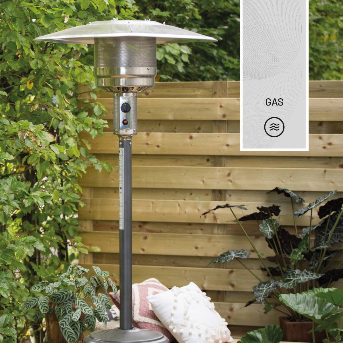 Sunred - COMBIDEAL - Heater & Hoes - Sargas - Gas lijn - Grijs - Staand model - Terrasverwarmer --4