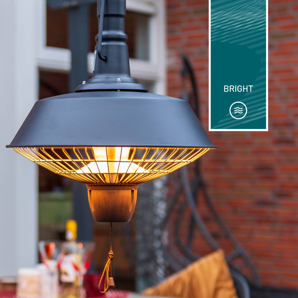 Sunred – COMBIDEAL - Heater & Hoes - Indus - Bright lijn - Zwart - Hangend model - Terrasverwarmer –-4
