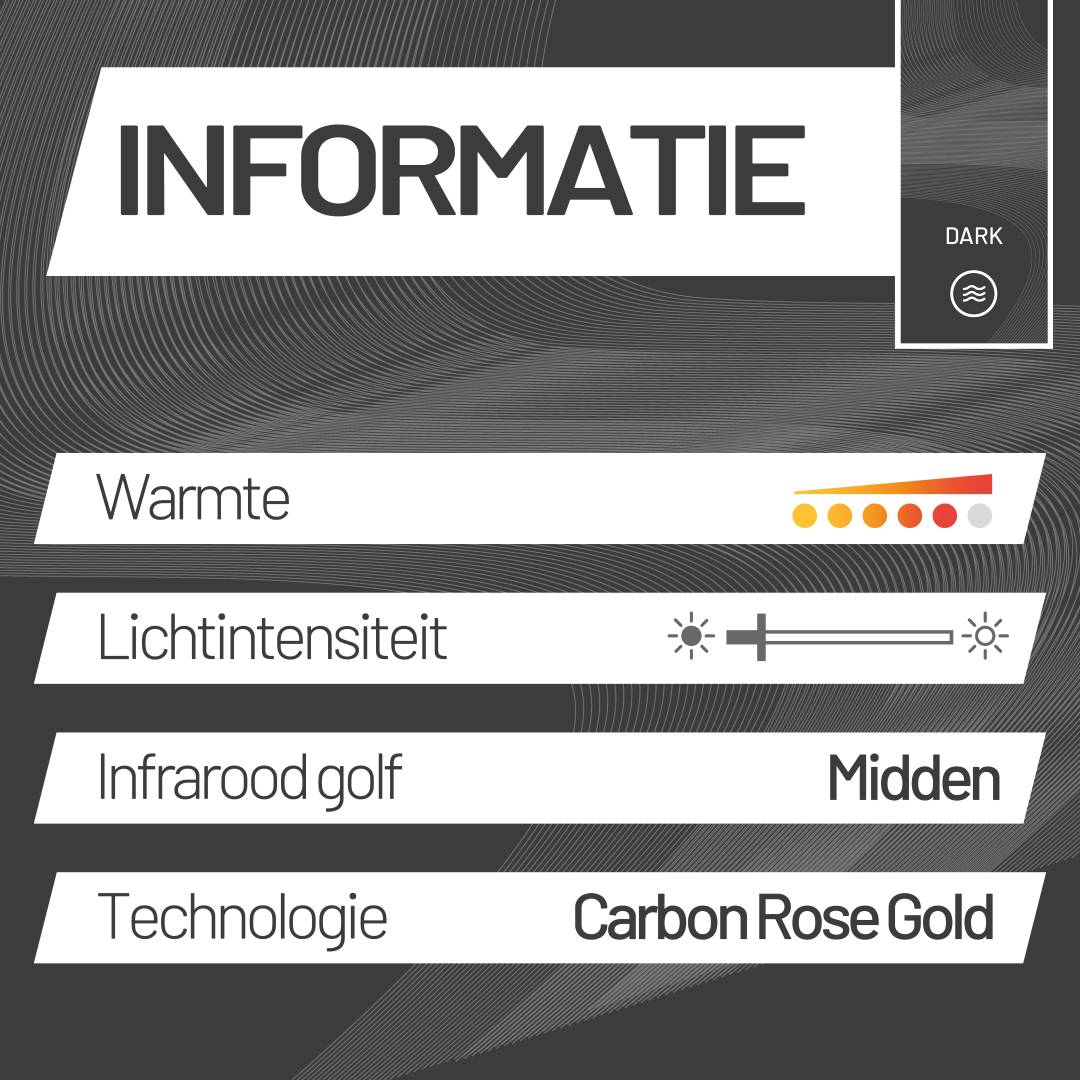 Sunred - Dark lijn - Zwart – Tafelmodel - Terrasverwarmer – Carbon rosé goud technologie - 1200W –-3