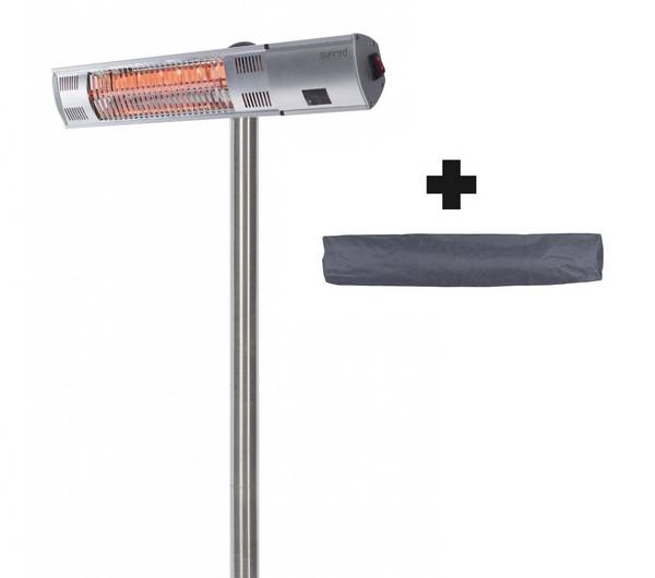 Sunred - COMBIDEAL - Heater & Hoes - Ultra lijn - Zilver - Staand model - Terrasverwarmer – Halogeen