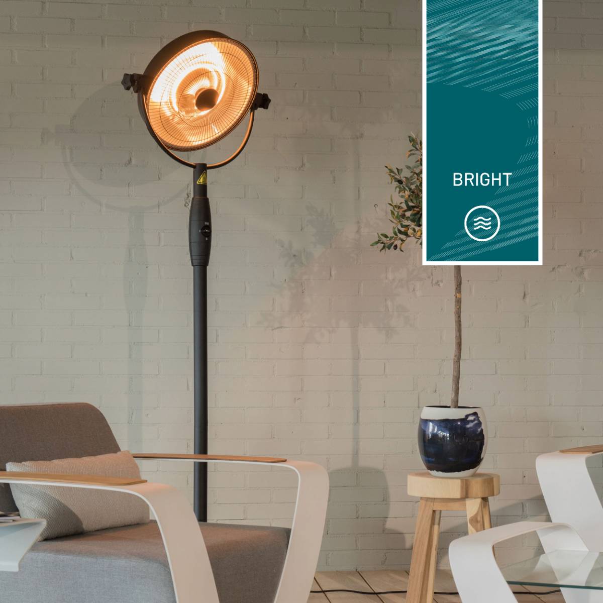 Sunred – Retro - Bright lijn – Zwart – Staand model - Terrasverwarmer – Halogeen techniek – 2100W –-4