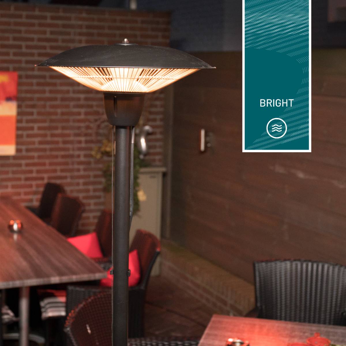 Sunred – Barcelona - Bright lijn - Zwart – Staand model - Terrasverwarmer - Infraroodstraling - 1500-4