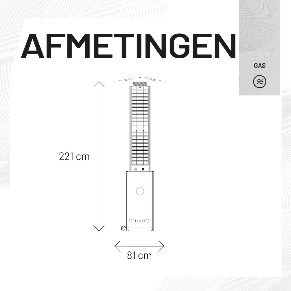 Sunred – Gas flame torch - Gas lijn - Zwart - Staand model - Terrasverwarmer - Gas - 12000 W –-4