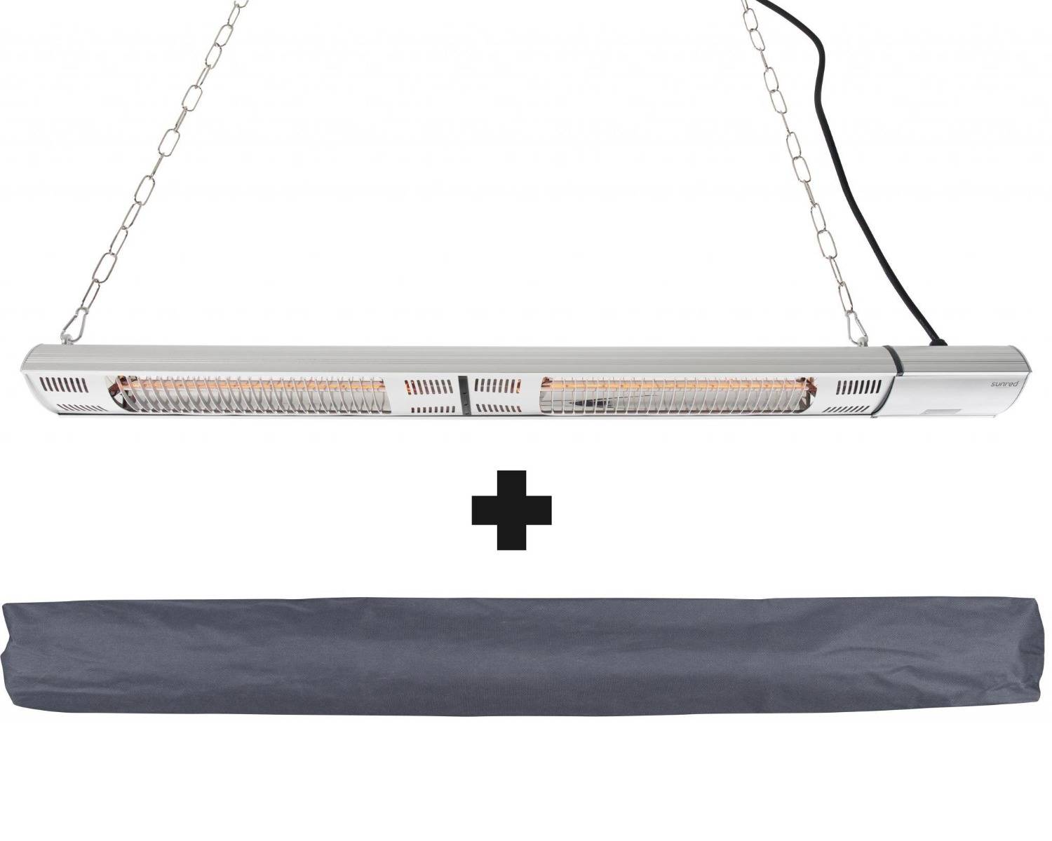 Sunred - COMBIDEAL - Heater & Hoes - Ultra lijn - Zilver – Hangend/Wand model - Terrasverwarmer –-0