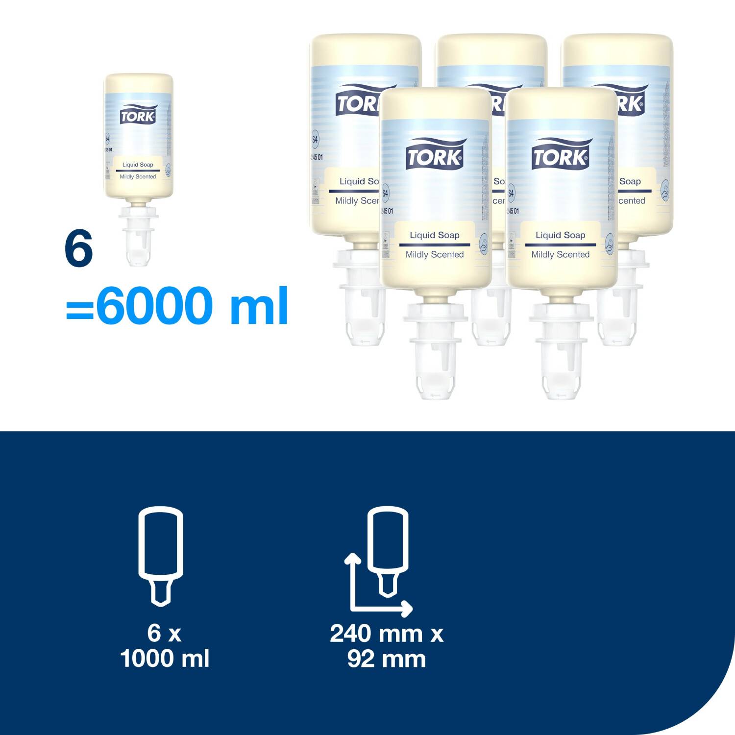 Handzeep Tork S4 Premium vloeibaar 1000ml mild 424501 | 6 stuks-1