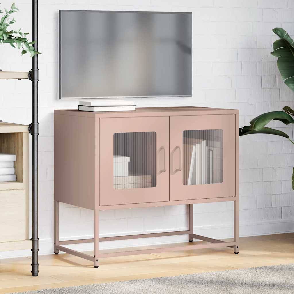 vidaXL Tv-meubel 68x39x60,5 cm koudgewalst staal roze-2