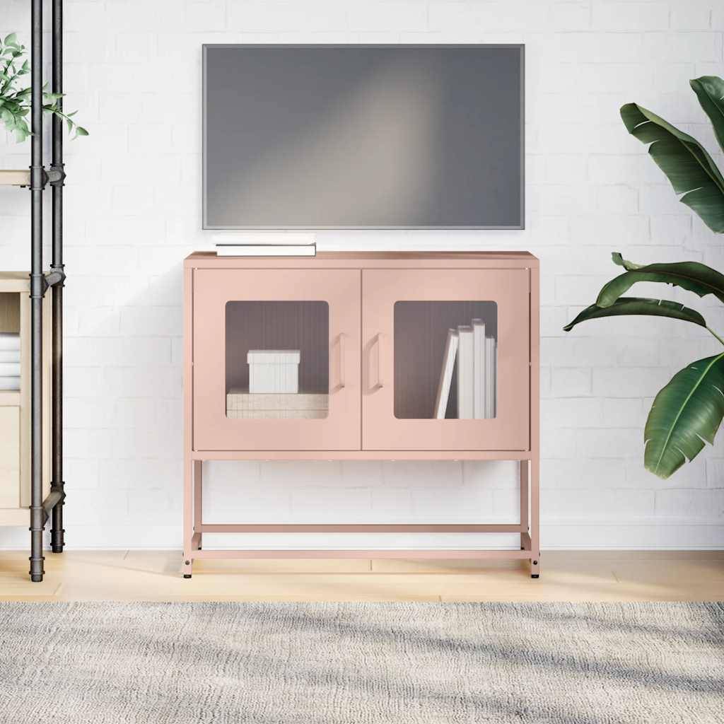 vidaXL Tv-meubel 68x39x60,5 cm koudgewalst staal roze-3