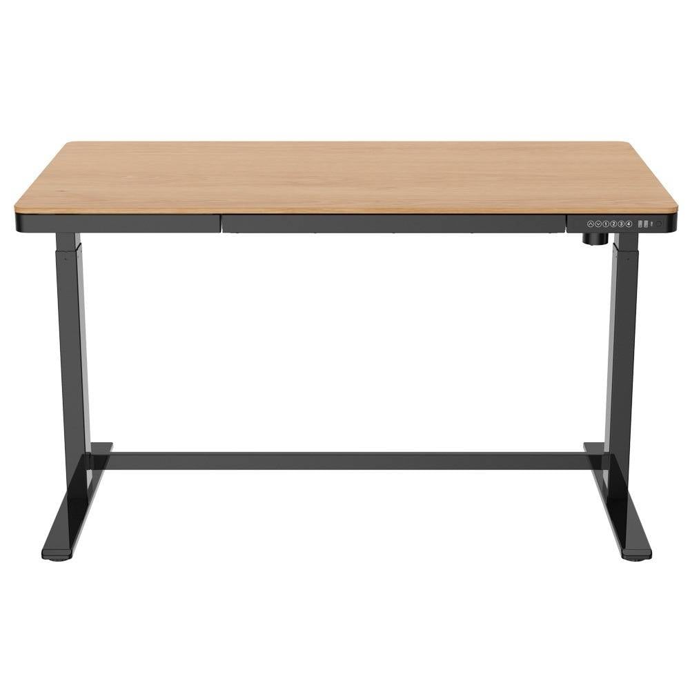 Elektrisch verstelbaar bureau / thuiswerkplek - 140x70 cm - Whitewash eiken - Zwart-1