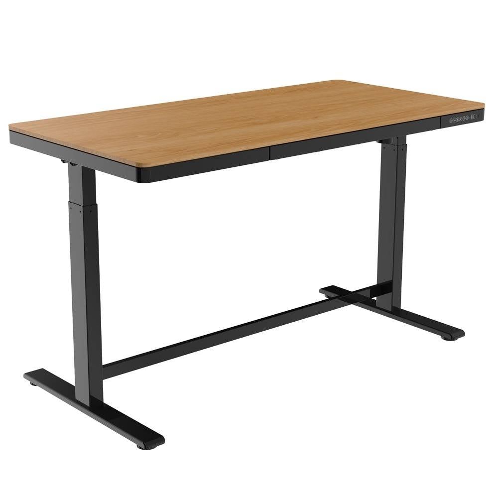 Elektrisch verstelbaar bureau / thuiswerkplek - 140x70 cm - Whitewash eiken - Zwart-2