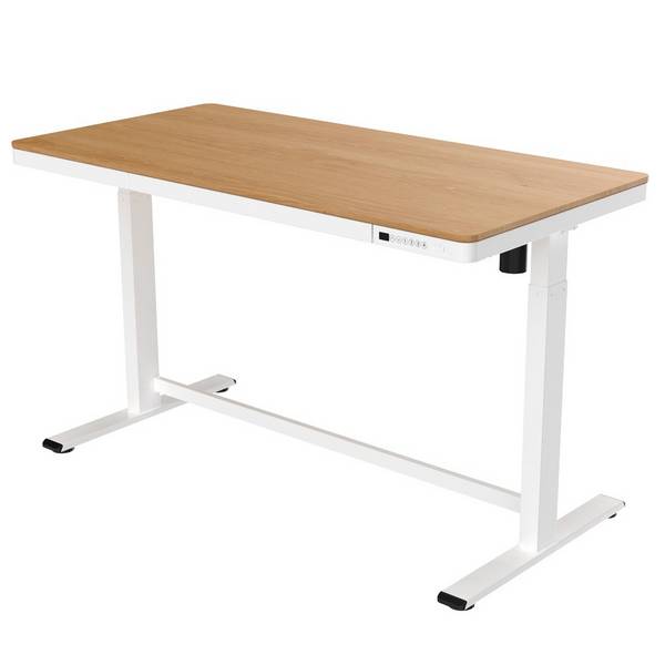 Elektrisch verstelbaar bureau / thuiswerkplek - 140x70 cm - Whitewash eiken - Wit