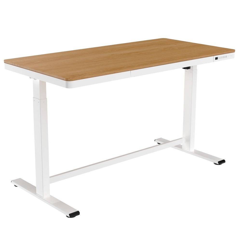 Elektrisch verstelbaar bureau / thuiswerkplek - 140x70 cm - Whitewash eiken - Wit-1