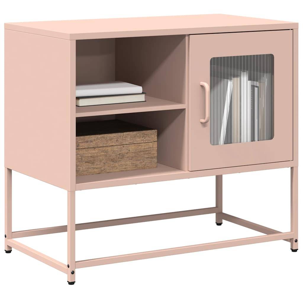 vidaXL Tv-meubel 68x39x60,5 cm staal roze-1