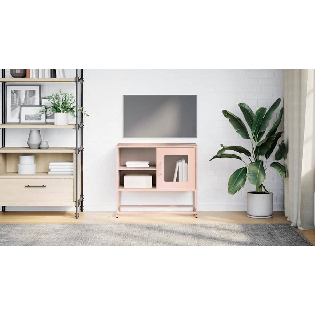 vidaXL Tv-meubel 68x39x60,5 cm staal roze-2