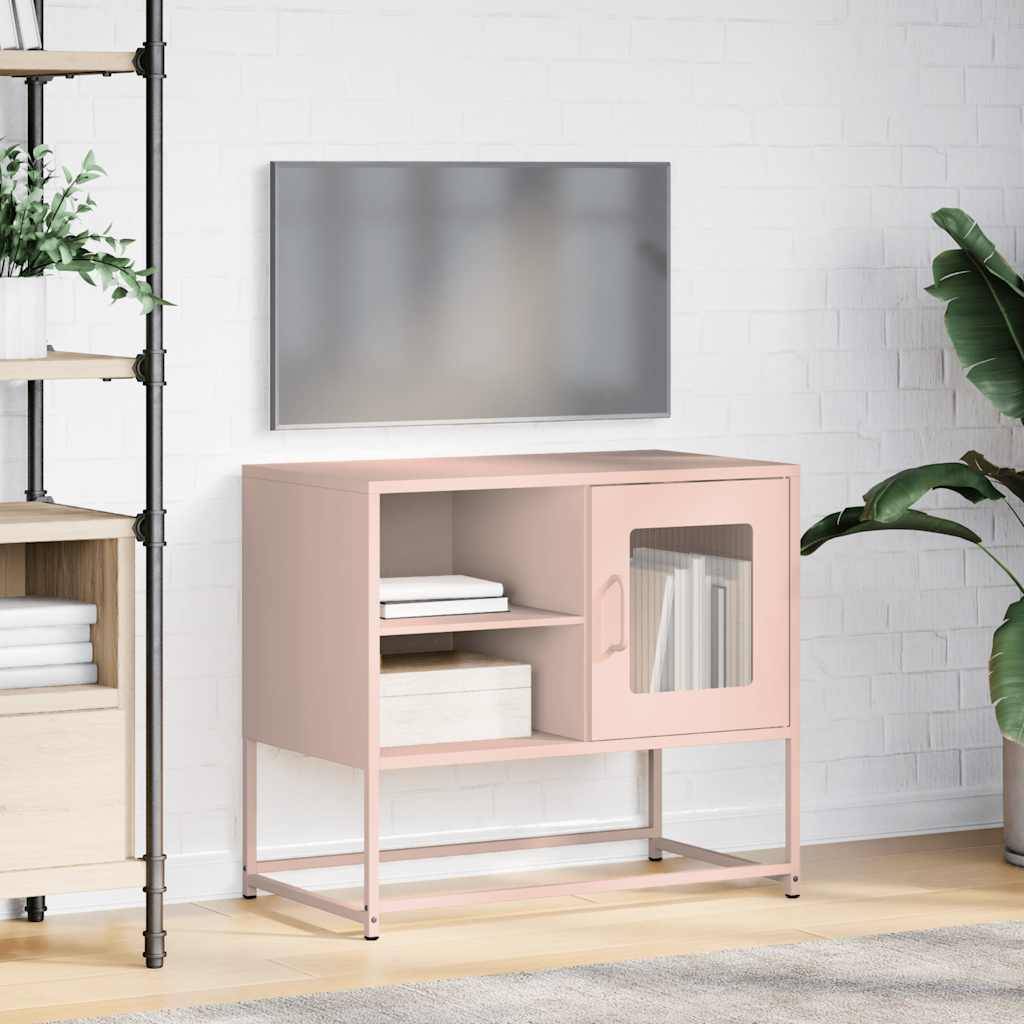 vidaXL Tv-meubel 68x39x60,5 cm staal roze-3
