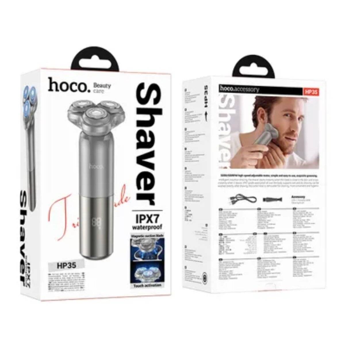 Scheermes met drie mesjes 600 mAh met digitaal LED-scherm IPX7 waterdicht grijs-3