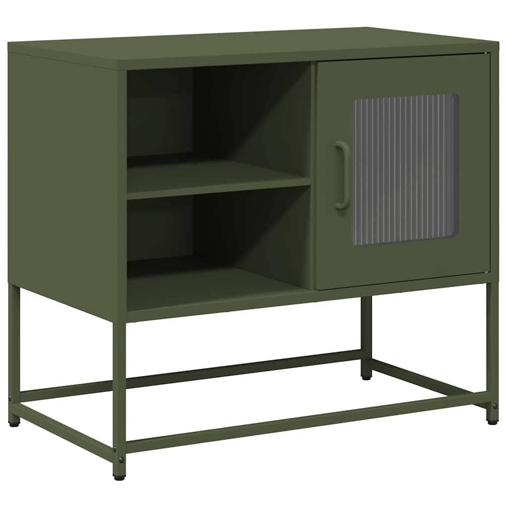 vidaXL Tv-meubel 68x39x60,5 cm staal olijfgroen-0