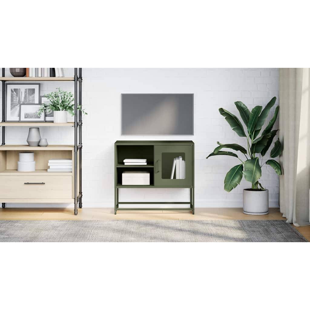 vidaXL Tv-meubel 68x39x60,5 cm staal olijfgroen-2