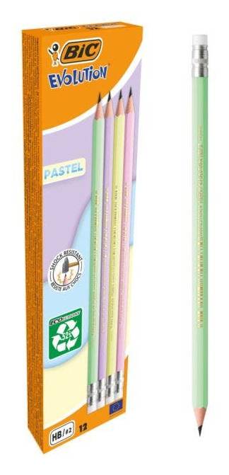 Potlood bic hb met gom pastel assorti-1