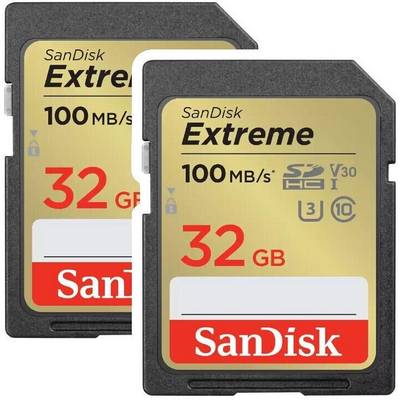 SanDisk Extreme 32 GB Klasse 10/UHS-I (U3) V30 microSDHC - 2 Verpakking - 100 MB/s lezen - 60 MB/s schrijven-0