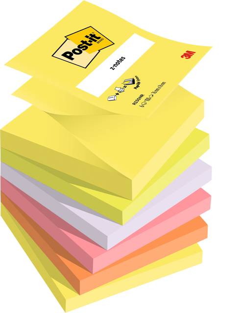 Post-it 4064035083700 Post-it - Memoblok 3m z-note r330 76x76mm ass kleur | 12 stuks-0