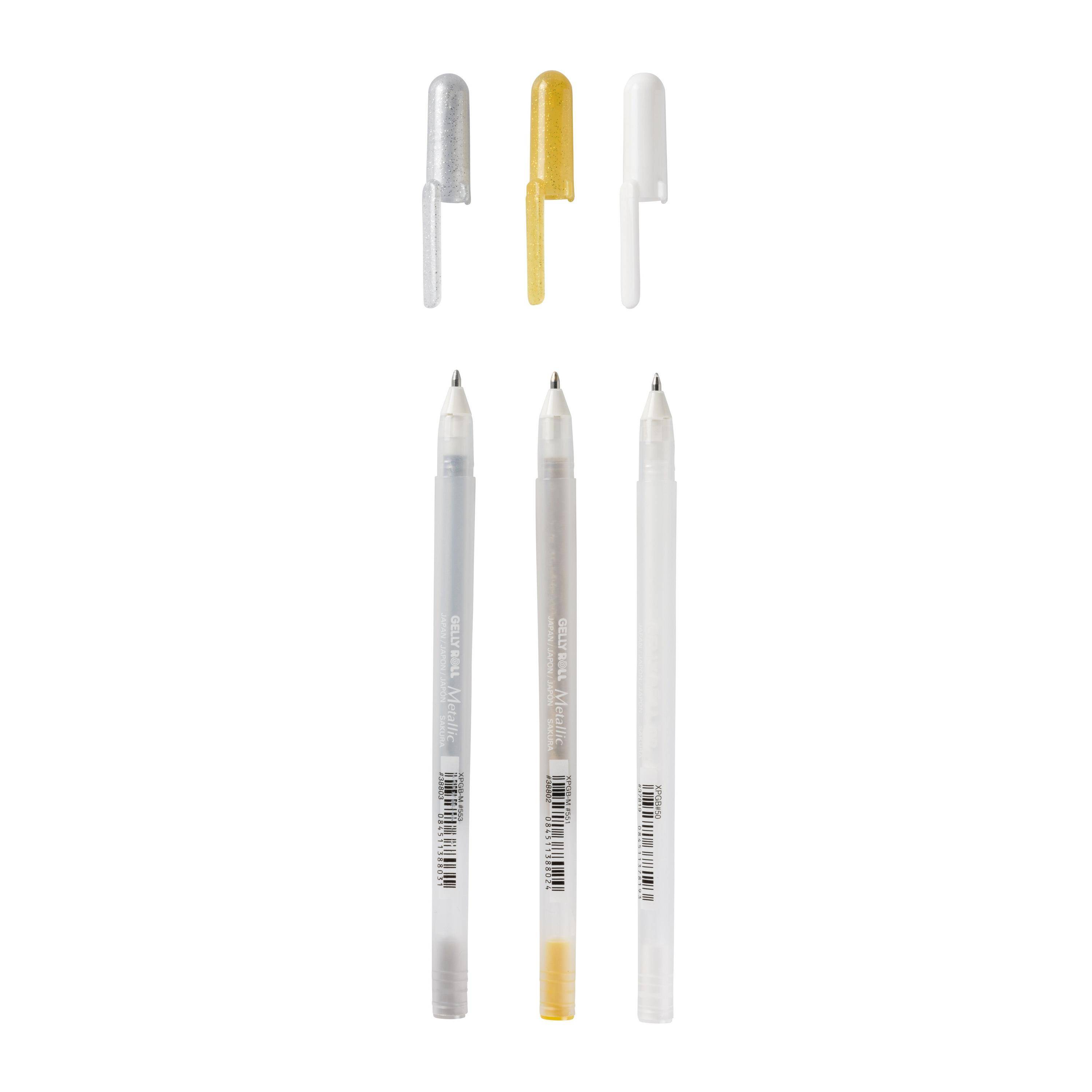 Gelpen sakura gelly roll 3 kleuren goud-zilver-wit | Omdoos a 6 blister x 3 stuk-0
