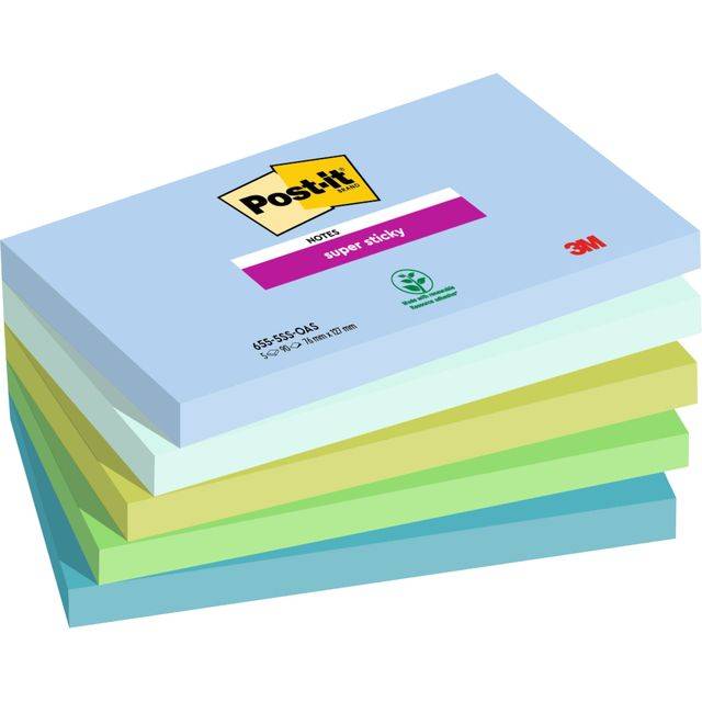 Post-it 4054596924383 Post-it - Memoblok 3m 655 76mmx127mm ss oasis | 12 stuks-0