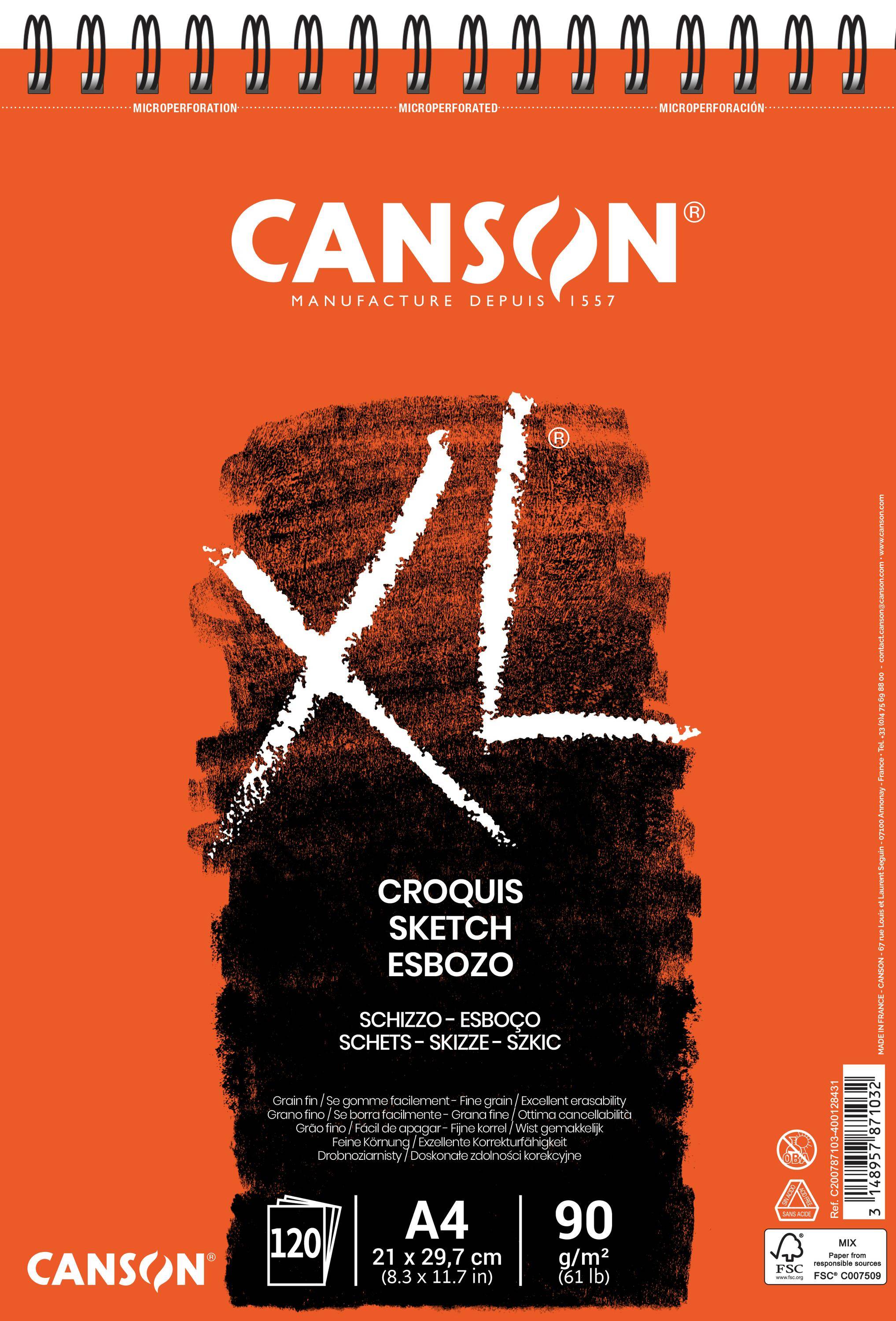 Canson 3148957871032 Canson - Schetspapier xl sketch 90gr a4 ivoorwit-0