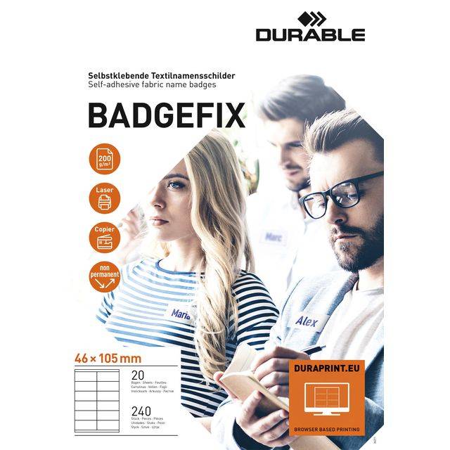 Durable 4005546727158 Durable - Naambadge etiket 8363 badgefix 46x105mm zk-0
