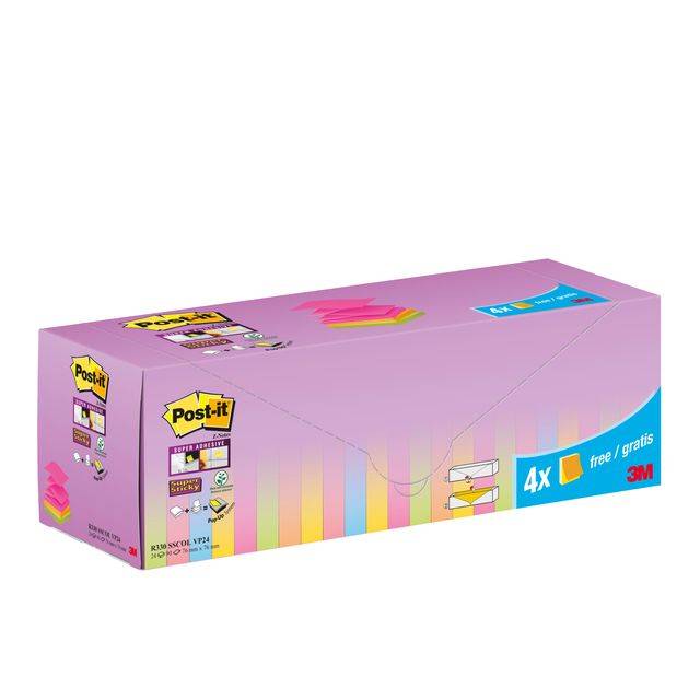 Post-it 4054596856042 Post-it - Memoblok 3m z-note r330 ss 76x76mm assorti | 6 stuks-0