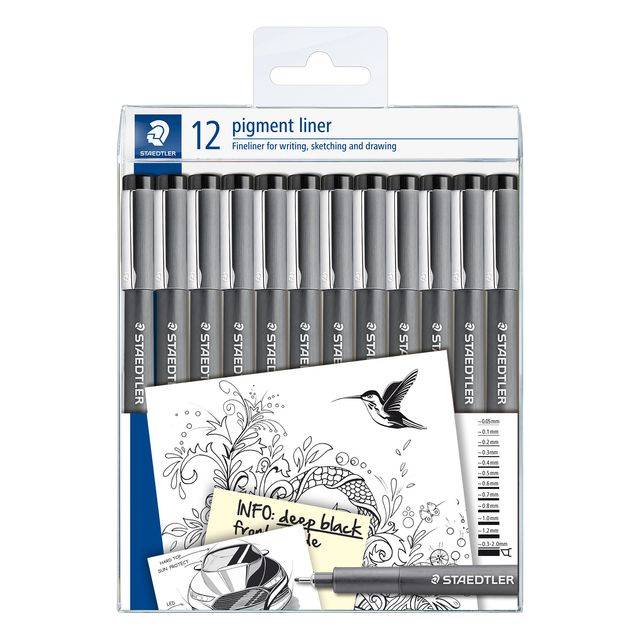 Staedtler 4007817088043 Staedtler - Fineliner pigment 308 ass schrijfbr zw-0