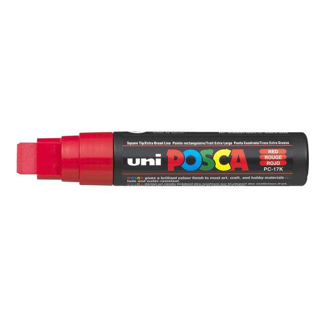 Verfstift Posca PC17K extra breed rechthoek rood-0