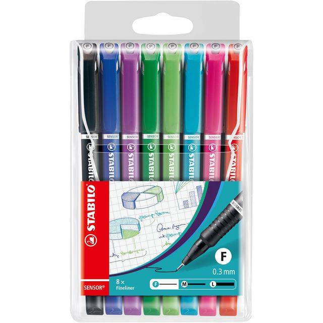 Fineliner STABILO Sensor 189/8 fijn assorti etui à 8 stuks-0