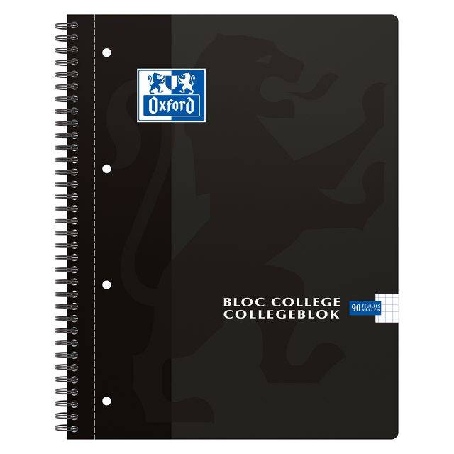 Oxford 3020120088846 Oxford - Collegeblk oxf a4+ rt 5mm 4gaats 180pag 80gr zwart | 5 stuks-0