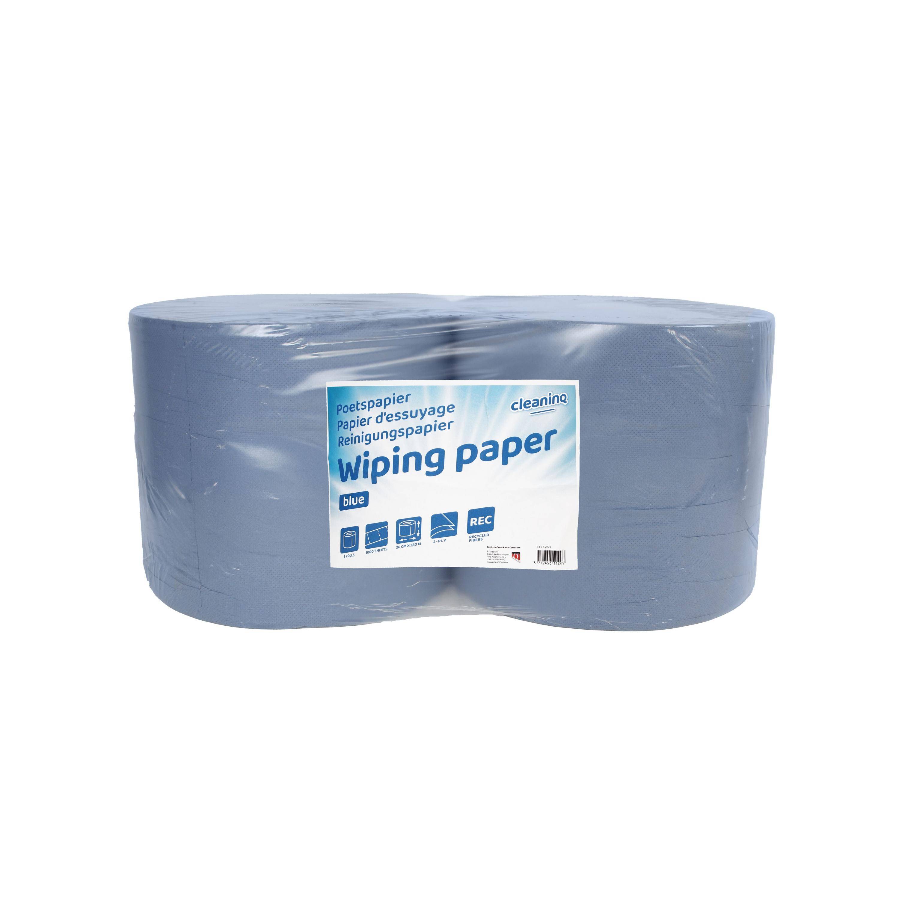 Poetspapier Cleaninq industrie 2-laags 26cmx380m blauw-0