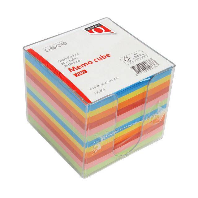 Quantore 8712453093387 Quantore - Memokubus 90x90mm transparant assorti | 12 stuks-0