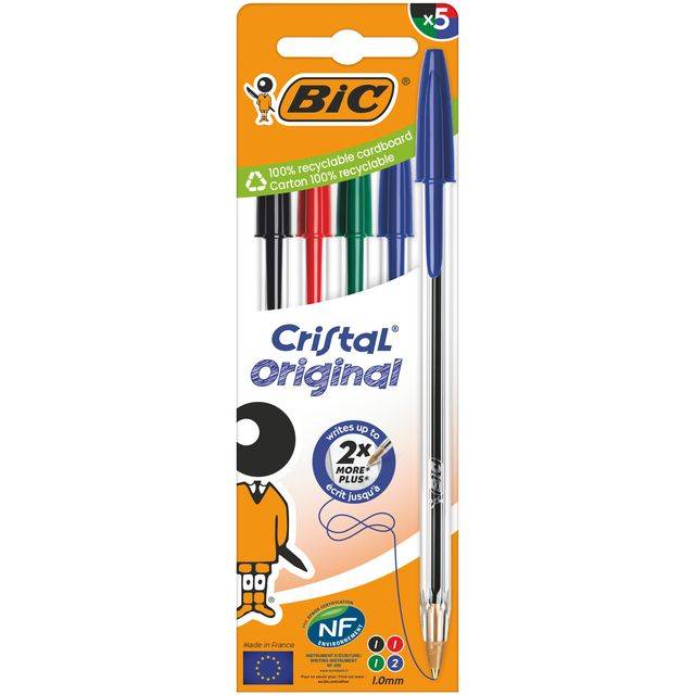 BIC 3086126555362 BIC - Balpen cristal m 5st assorti | 10 stuks-0
