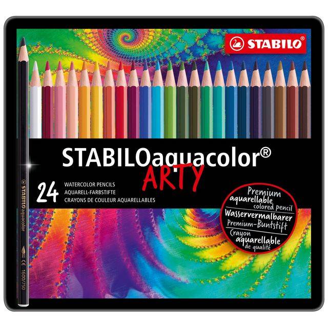 Stabilo 4006381146494 Stabilo - aquacolor, premium aquarel kleurpotlood, metalen etui met 24 kleuren-0