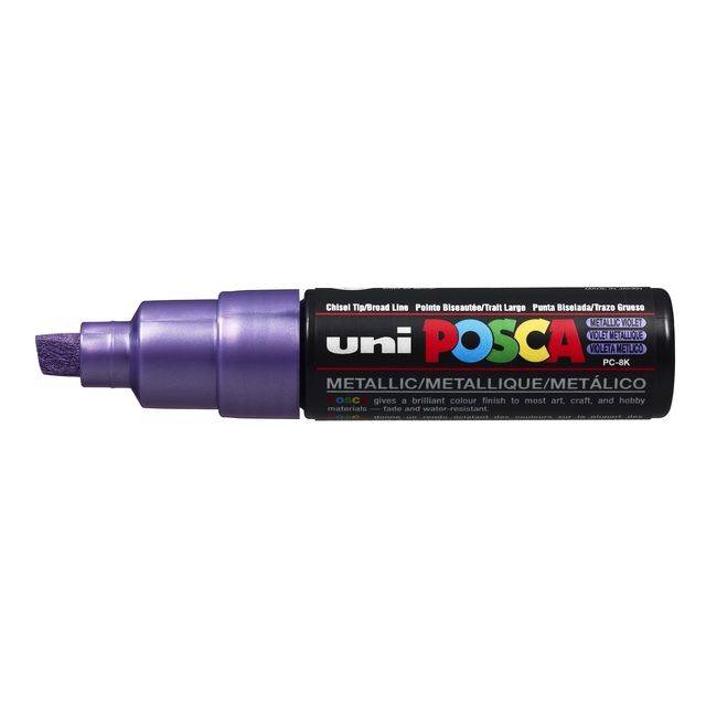 Verfstift Posca PC8K breed schuin metallic paars-0