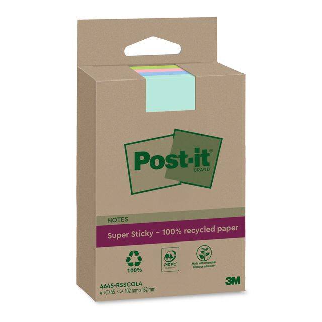 Post-it 4064035142896 Post-it - Memoblok 3m 4645 ss 102x152mm ass. kleur | 12 stuks-0
