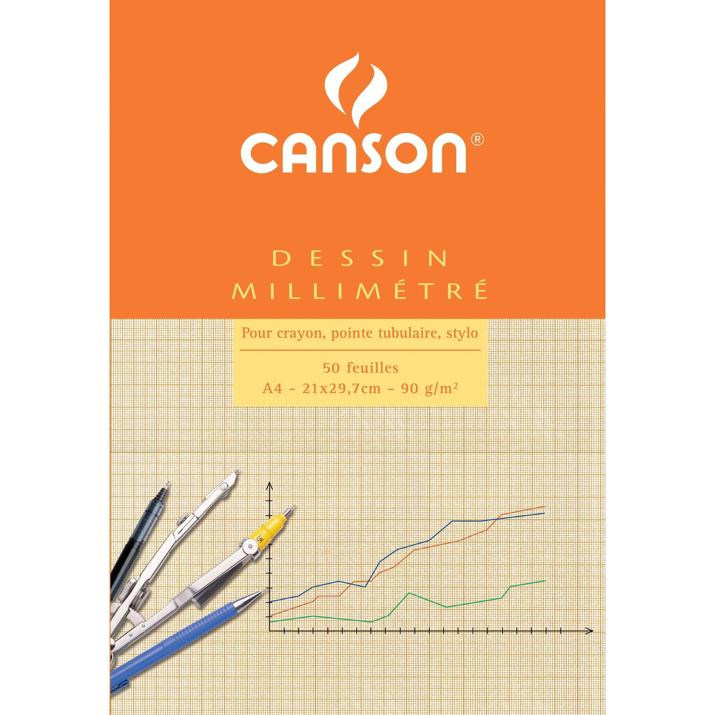 Canson 3148950671066 Canson - Millimeterpapier bruingeel bedrukt a4 wit-0